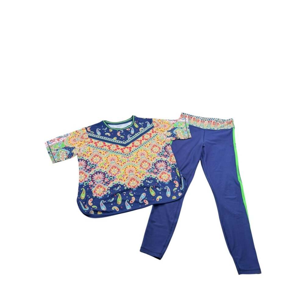 Johnny Was Active Set Size M Paisley Print Top and Leggings